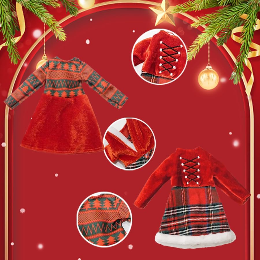 Miniatura 2 de Accesorios de elfo, ropa para niñas, el kit profesional de elfo de Navidad incluye falda de elfo, vestido de tela de Papá Noel para muñeca de 12