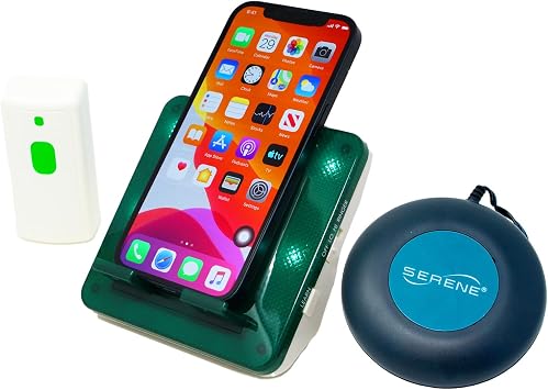 Serene Innovations Cell Phone Ringer Amplifier & Wireless Doorbell with Bed Shaker - External Ringer for Cell Phone with LED Flasher - Cell Phone Amplifier Speaker & Landline Ring Detection