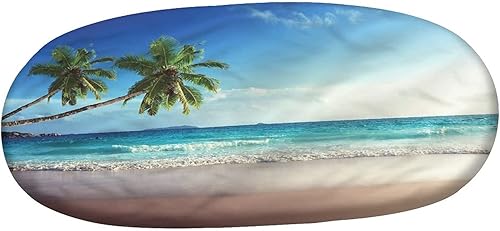 Miniatura 3 de XISUNYA Mantel ovalado ajustable de poliéster con bordes elásticos de orilla del mar, protector de mesa ajustable con estampado de árboles y vistas