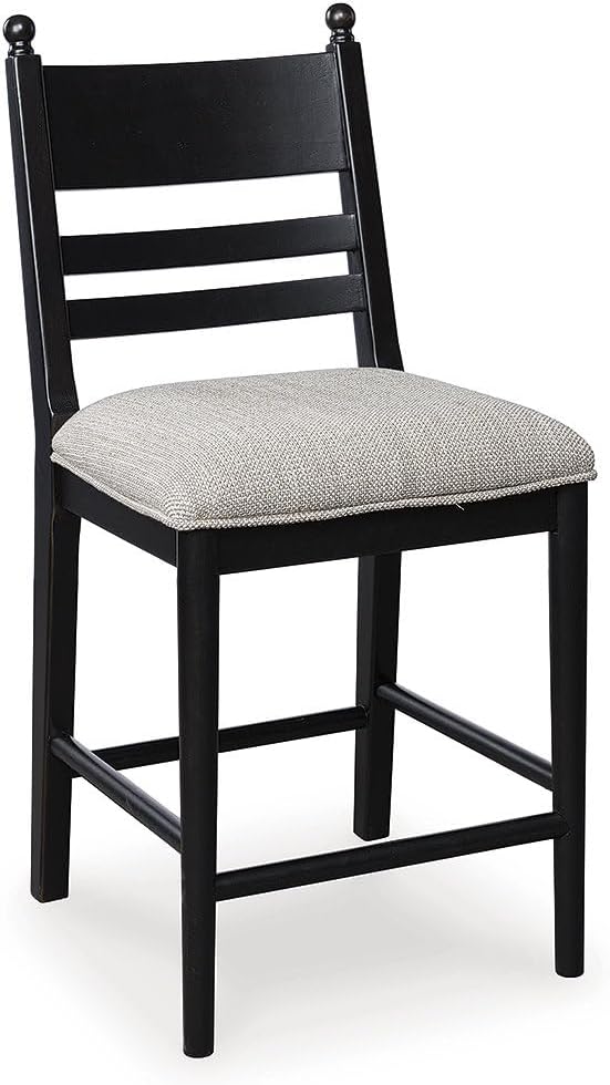 Signature Design By Ashley Chadworth Counter Height Bar Stool, Set of 2, Modern Farmhouse, Foam Cushion, Solid Wood Frame, 19.75" W x 23.13" D x 41.63" H, Black