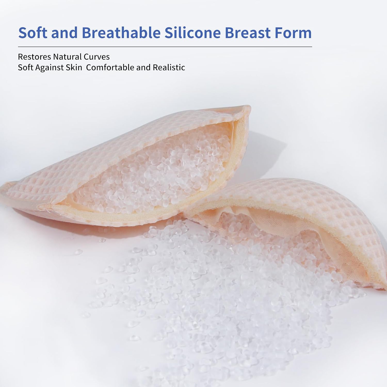 Lervanla Silicone Breast Pads, Breathable Beads Filled Lightweight Insert for Post Surgery Women Daily Swim Bra 1Pc | Light silicone bead-filled breast pads, ultra-breathable and pressure-free, for post-surgery use, daily, sport and swimming