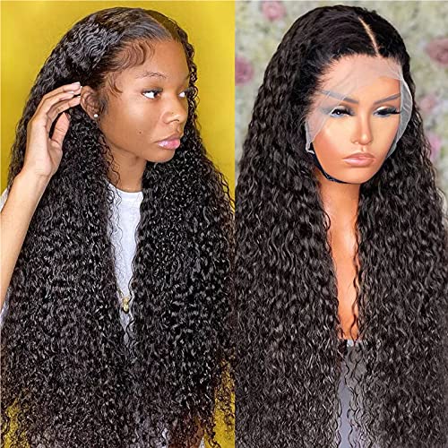 30 Inch Lace Front Wigs Human Hair 150% Density Water Curly Human Hair Full Human Hair Wigs,HD-Transparent Curly Lace Front Wigs Human Hair Brazilian Virgin Wet And Wavy Human Hair Wigs With Baby Hair Glueless Human Hair Wigs for Black Women (30,13x4