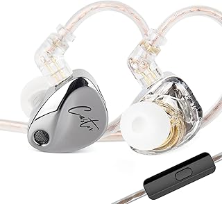 KZ Castor イヤホン 有線 カナル型 耳掛け リケーブル ハイブリッド 重低音 デュアルダイナミックドライバー ミュージシャン 密閉型 シンガー用 インイヤーイヤホン HIFI音質 2dd チューニングスイッチ iPhone/Android適用（シルバー、マイク付き）