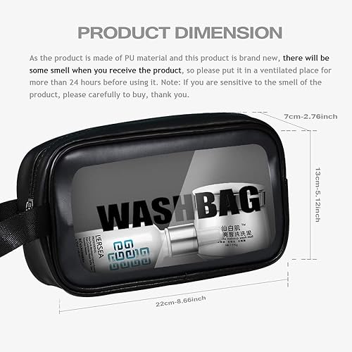 Miniatura 6 de Neceser cosmético transparente del maquillaje del bolso impermeable de la manija portátil del artículo de tocador del viaje con la cremallera, Negro