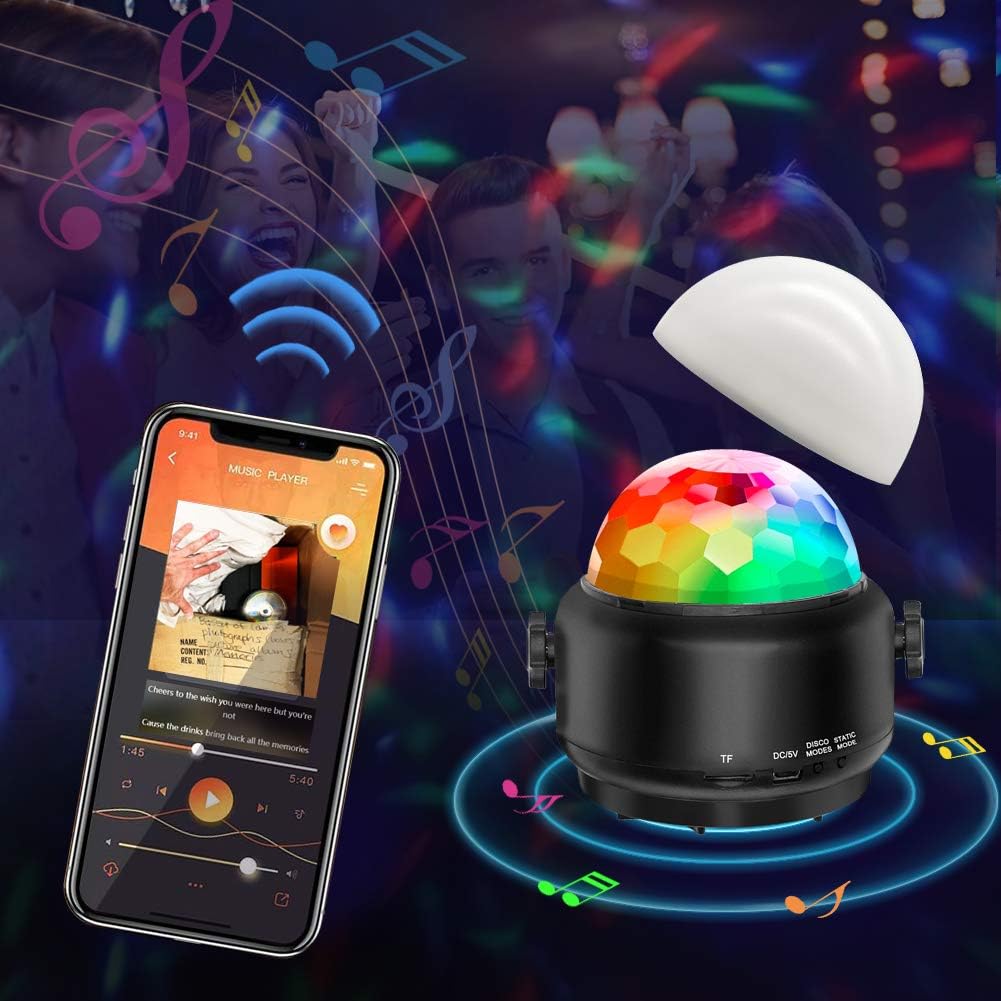 Disco Lights Bluetooth Speaker,USB Party Lights Sound Activated,3 in 1 Remote Control Halloween Mini Disco Ball Light,LED Night Light for DJ,Xmas Parties,Pool,Club,Home,Church,Karaoke,Wedding