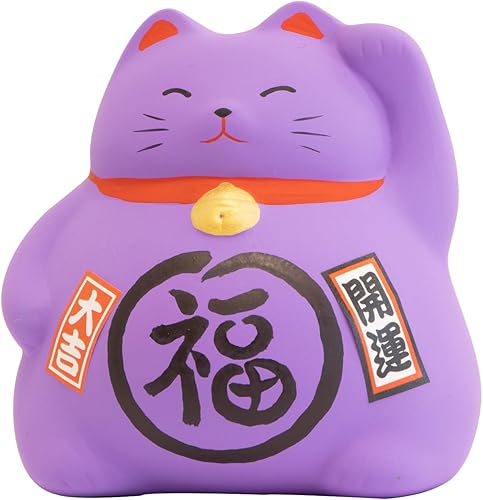 Miniatura 8 de JapanBargain Figura coleccionable de cerámica Maneki Neko Feng Shui Fortune Lucky Cat fabricada en Japón promueve la prosperidad 1 dorado