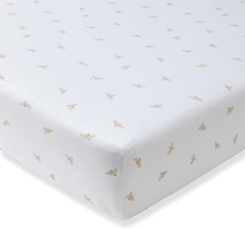 Burt's Bees Sábana bajera ajustable de algodón orgánico para bebé, ropa de cama unisex para bebé | Una sábana de cuna esencial para la guardería con elástico de 360º que evita que las sábanas se arrastren sobre el colchón.