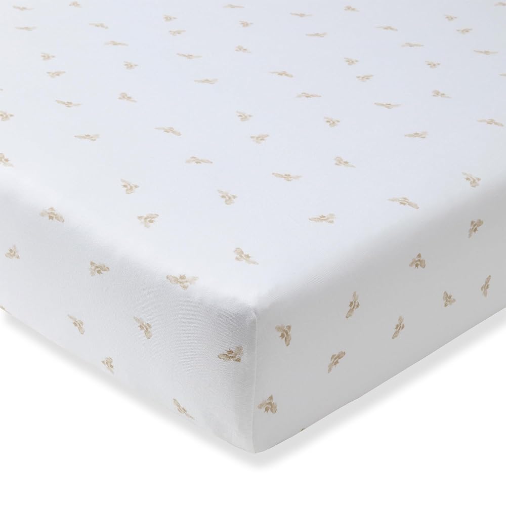 Burt\'s Bees Baby Essential Organic Cotton Fitted Crib Sheet, Breathable for Boy Girl Standard Crib & Toddler Mattresses