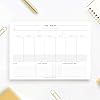 Bliss Collections Minimalist Weekly Planner Tear Off Pad, 50 Undated Sheets, Desk Notepad, Daily Calendar, Task Planner, to Do List, Habit Tracker, 210 x 297 mm