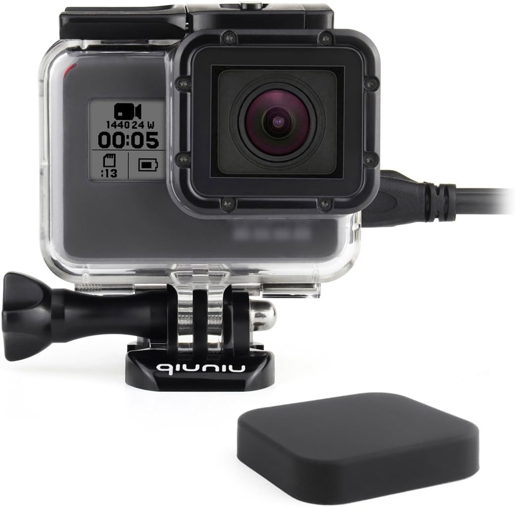Side Open Skeleton Housing Case for GoPro Hero 5/6/7 Black Action Camera - Protective Lens Removal NOT Needed - Transparent Clear