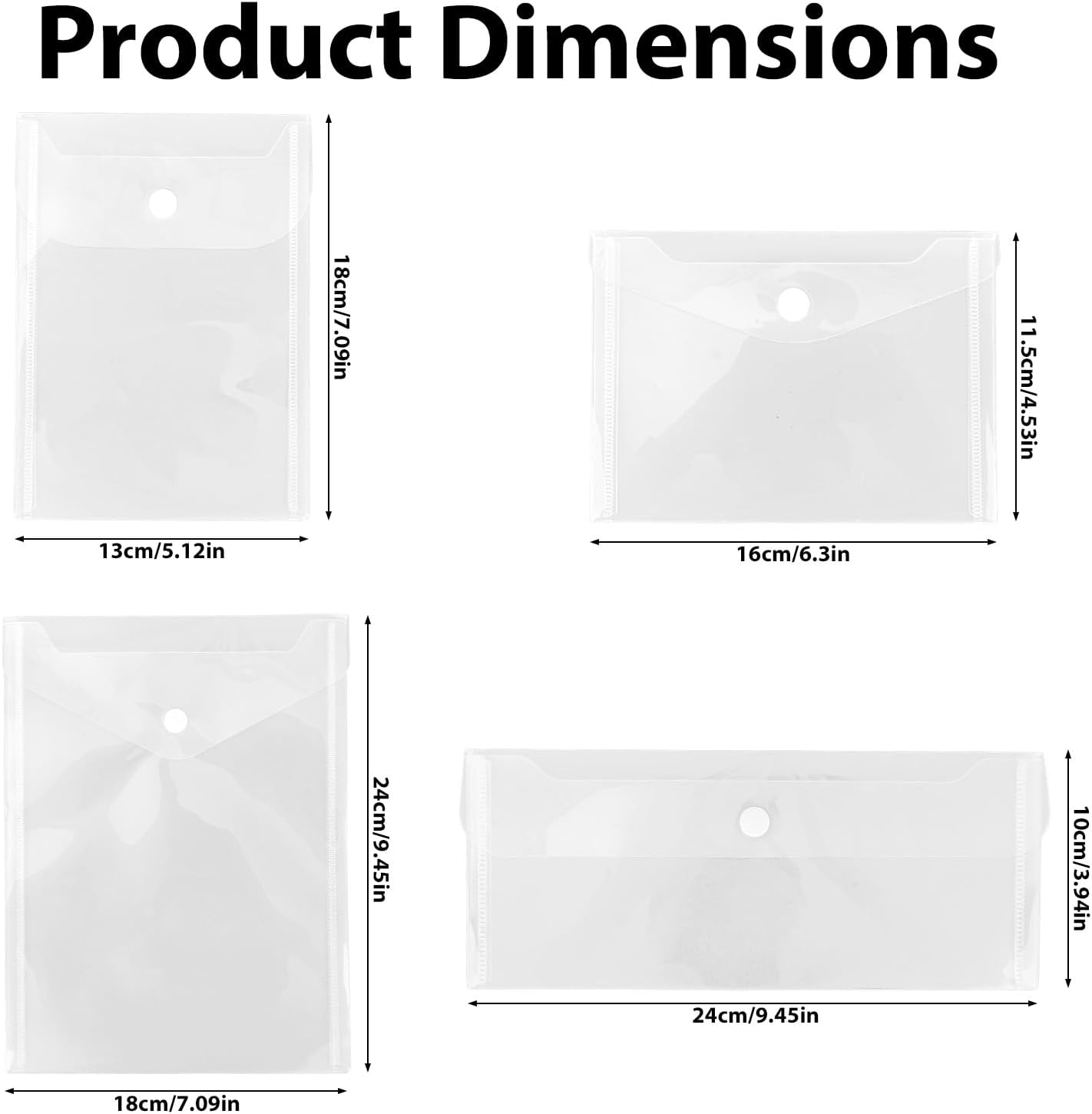 NQEUEPN 12pcs Sticker Organizer, 4 Sizes Clear Envelope Storage Bags image 2