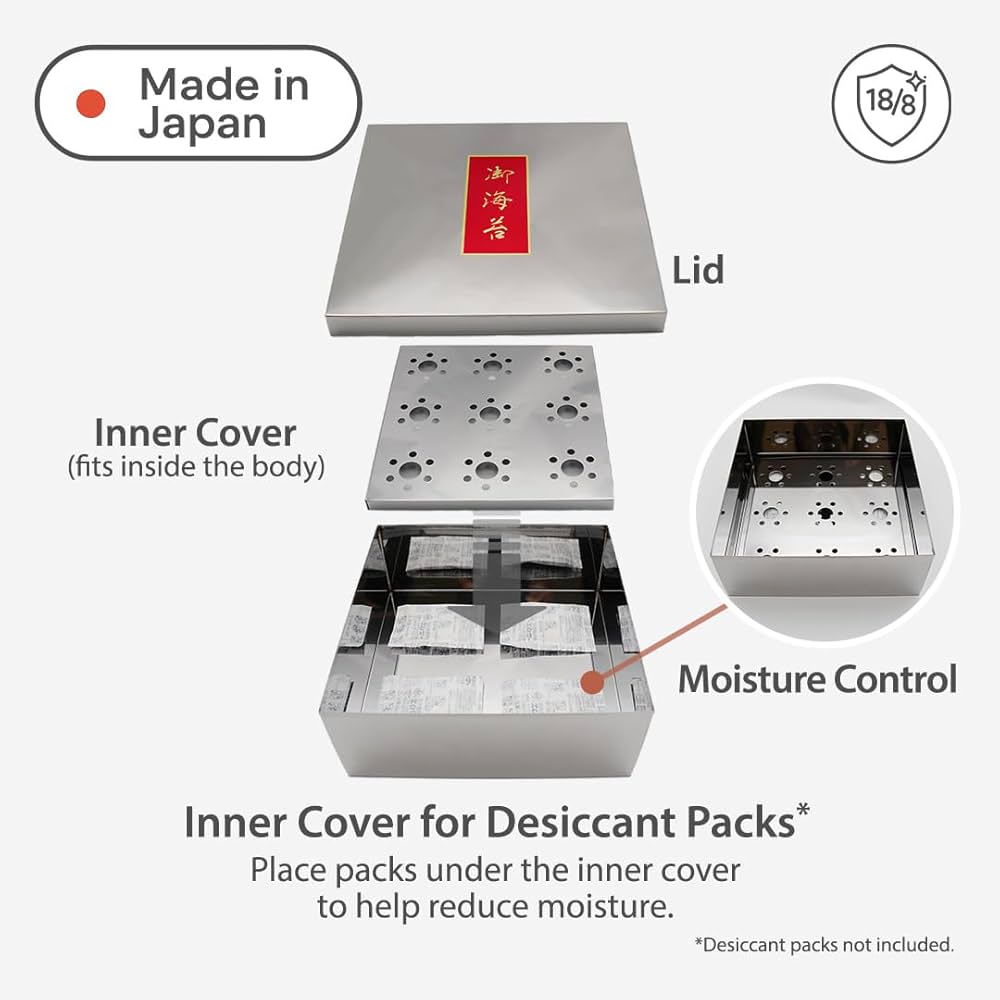 Amazon.co.jp: TIKUSAN 日本製 海苔容器 寿司のり 缶 ステンレス