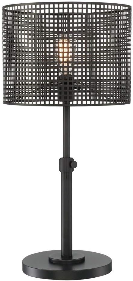 Lite Source Table LAMP, Black/MESH Metal Shade, E27 Vintage Bulb 60W LS-23017