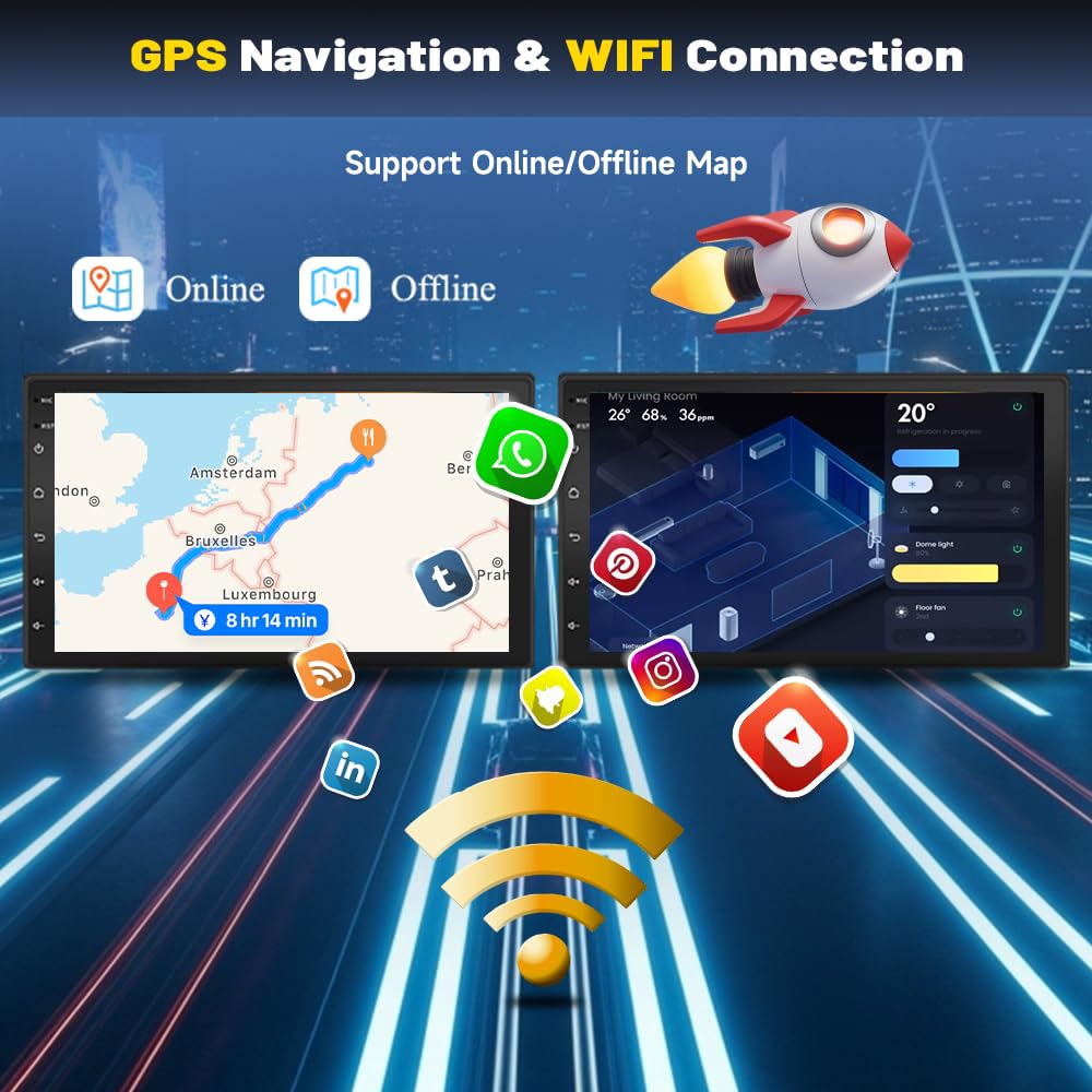 9 Zoll Touchscreen Android 14 Autoradio für Peugeot 407 2004-2008 4+64G | 2 Din Autoradio für Peugeot 407 mit CarPlay Android Auto Bluetooth WiFi GPS Navi FM/RDS Mirror Link SWC AHD Rückfahrkamera