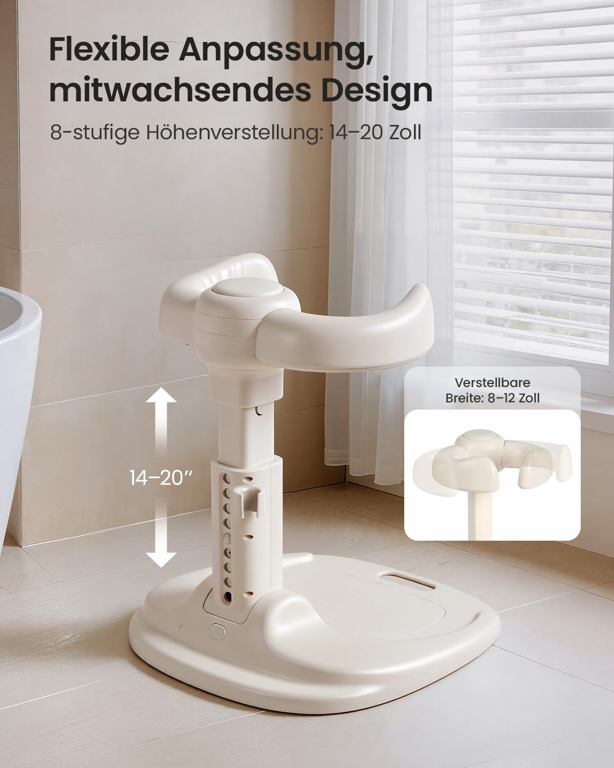 Grownsy Baby Dusche Ständer & Badewannenhilfe ab 6 Monaten, Faltbare Duschhilfe mit Verstellbarer Steh-Duschstütze und Anti-Rutsch-Basis