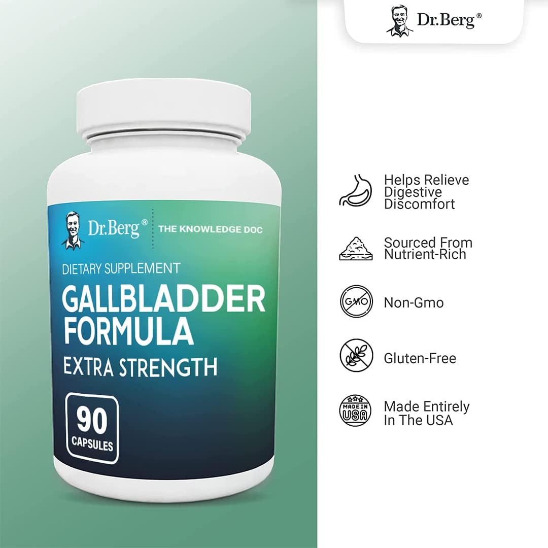 Dr. Berg’s Gallbladder Formula Contains Purified Bile Salts, 90 capsules, Enzymes to Reduce Bloating, Indigestion & Abdominal Swelling - Better Digestion, Improved Absorption of Nutrients & More Satisfied After Meals : Health & Household