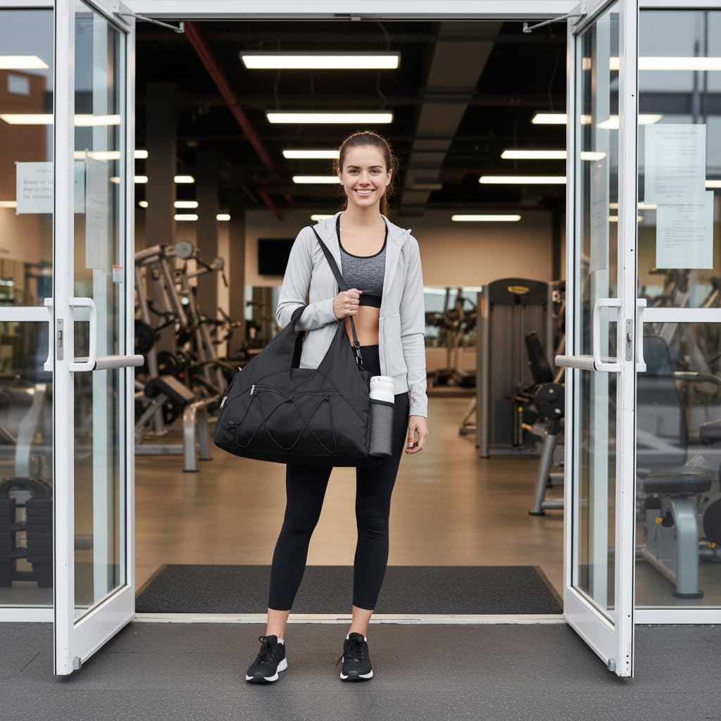 Forestfish Gym Bag For Women With Yoga Mat Holder & Shoe Compartment & Wet Dry Storage Pocket & Adjustable Strap - Image 6