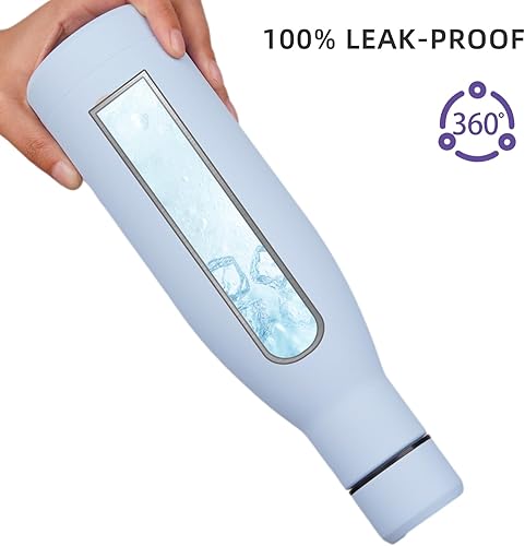 Miniatura 4 de BJPKPK Botella de agua aislada de 12 onzas pequeñas de acero inoxidable, reutilizable, de metal, térmica, mantiene el frío y el calor, azul cielo