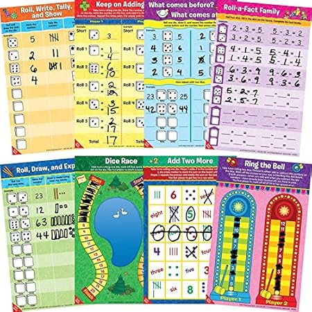 Amazon.com: Really Good Stuff Math Mat Dice Games For Kids Ages 5 – 7 – Engaging Math Games – Dice Math Games For Addition, Subtraction, And More – Educational Games For School