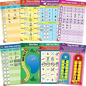 Really Good Stuff Math Mat Dice Games for Kids Ages 5 – 7 – Engaging Math Games – Dice Math Games for Addition…