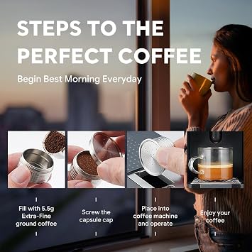 Reusable Coffee Capsules, Compatible with Essse Caffe S.12 St Machine - Refillable Stainless Steel Pods