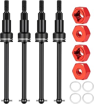 Steel CVD Drive Shaft Set for Arrma 1/18 Granite Typhon Grom Mega 380 | Red Front and Rear Driveshaft Wheel Hex Adater Upgrade Parts