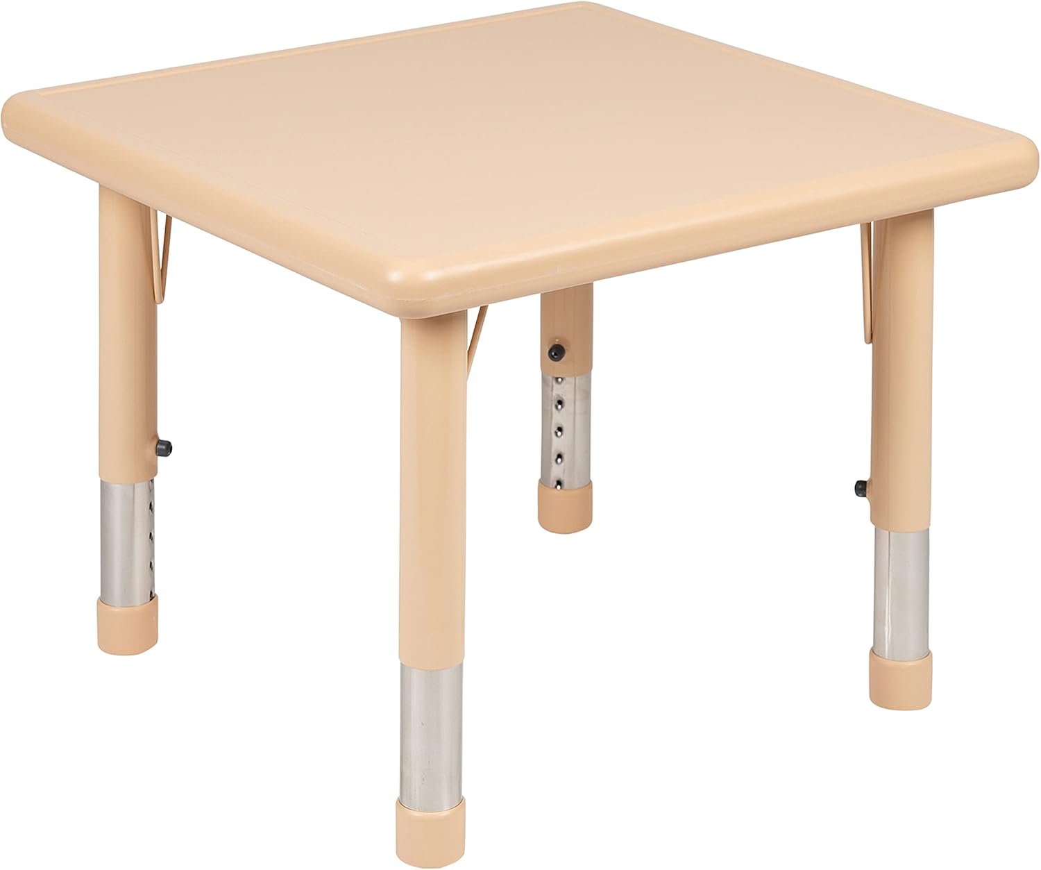 EMMA + OLIVER 24" Square Natural Plastic Height Adjustable Activity Table Set with 4 Chairs