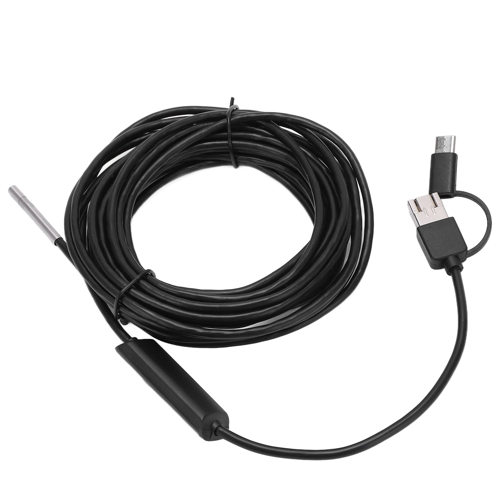 Fafeicy Endoscopio de 3,9 mm Cámara de inspección de alta resolución Tubería Teléfono móvil Endoscopio LED 6 luces LED IP67 a prueba de agua con interfaz tipo C para computadora PC (cableado 5 m)