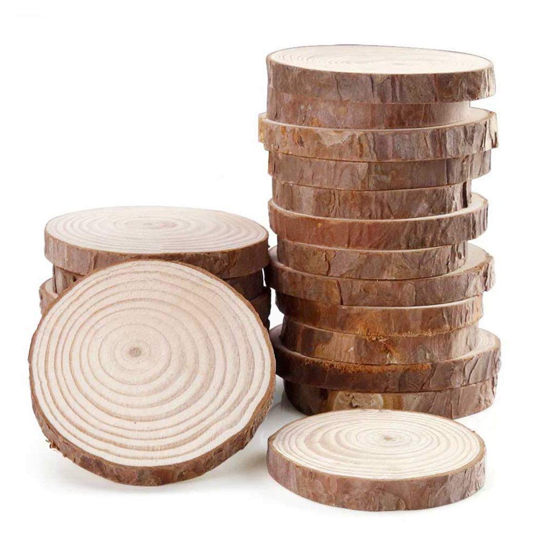 MaiTaiTai Natural Wood Slices 3.0-3.5 Inches Craft Wood Kit Unfinished 15 Pcs 3.0-3.5inches Wooden Colored US-JJ-891012