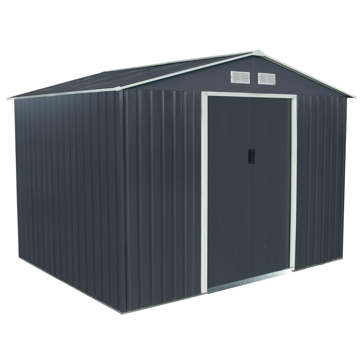 Charles Bentley 9Ft X 6Ft Metal Steel Garden Shed Outdoor Storage - Grey