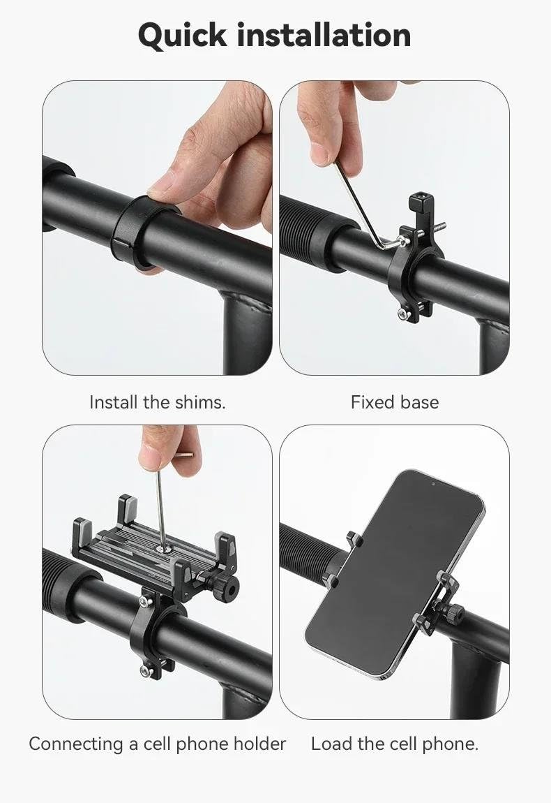 Supporto Telefono Bici A Artigli Telescopici Alluminio Moto Smartphone Staffa CNC(ROSSO)