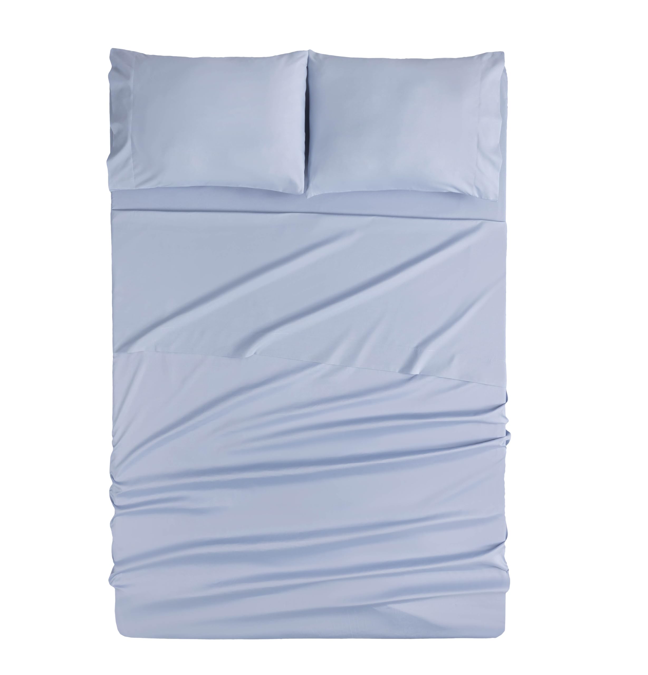 Todocama 4-Piece Bedding Set - 4002 - Fitted Sheet - Top Sheet - Two Pillowcases 50 x 80 cm (Bed 135 x 190/200 cm, Light Blue) - Image 2