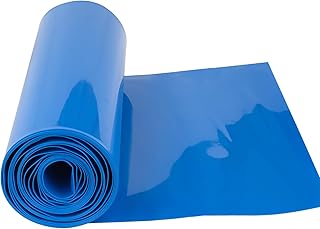 Battery Wrap PVC Heat Shrink Wrap Tube for 18650 21700 26650 Lithium Battery DIY Battery Packs Flat Width 7.9in(200mm) Length 9.9ft (3m) Blue