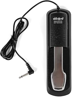 Akkord AKD SP-01 Sustain Pedal for Digital Piano, Electronic Keyboard, MIDI Synthesizer with Polarity Switch and Anti-Slip Pad- Black