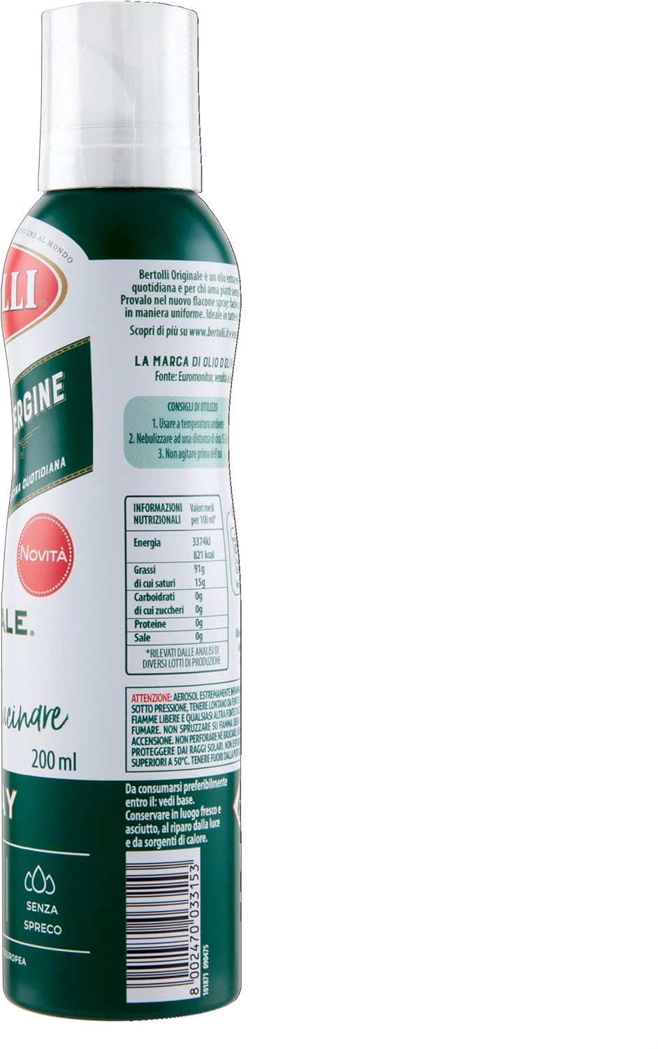 3pz Bertolli Olio Extra Vergine di Oliva Spray Originale 200 ml, + key smarter italy shop service