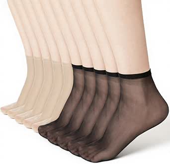 10 Paia Calze Basse Invisibili In Seta Con Soletta Antiscivolo In Cotone - Taglia Unica 22-24 Cm