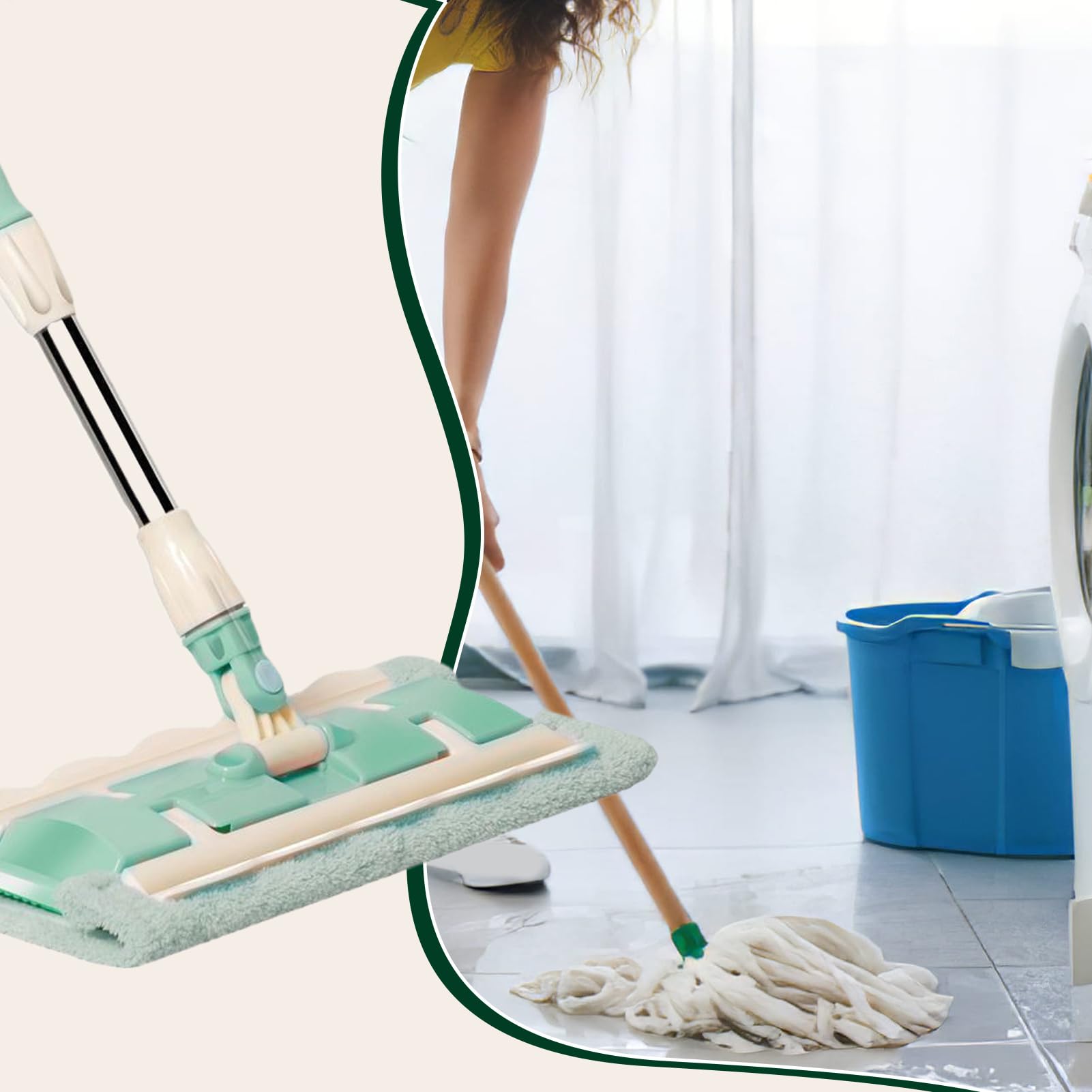 Mopa Plana De Microfibra Mango Telescópico Y Herramienta De Limpieza Rápida | Mopa Giratoria 360 Grados para Seco y Húmedo Mantenimiento Diario Hogar Baño Cocina Tarima Azulejos Grandes Áreas
