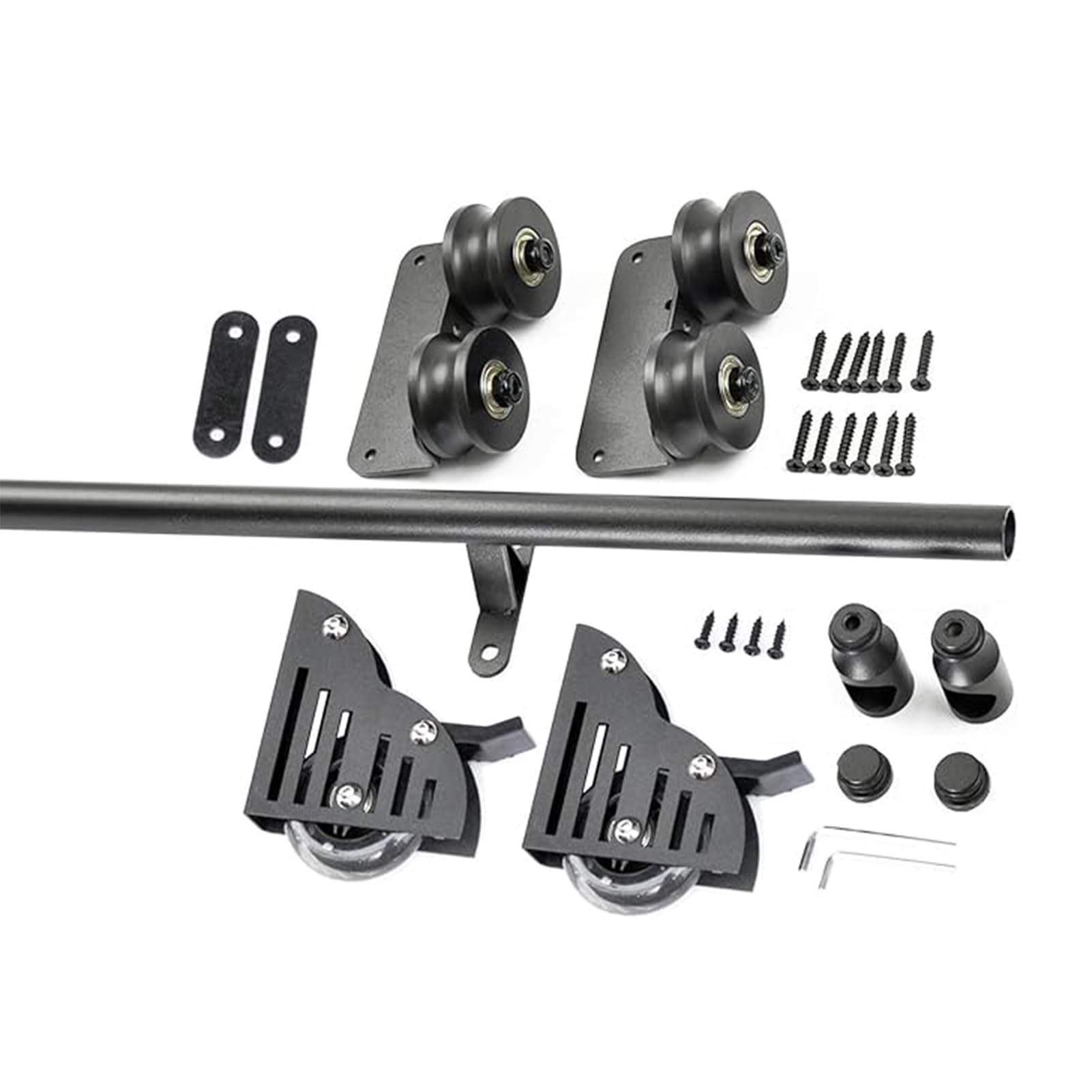 Rail pour échelle roulante en acier noir 732cm | Kit quincaillerie de luxe pour meuble de bibliothèque