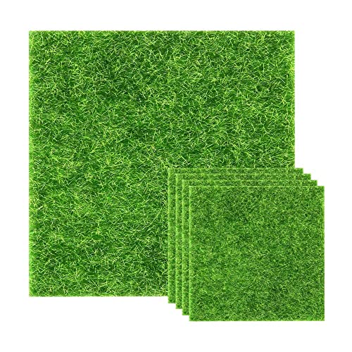 N//A Green Realistic Artificial Grass Turf, Indoor Outdoor Fake Grass Rug, Synthetic Garden Lawn For Garden Landscape Balcony office home decoration（30x30, 15 x15cm） (5PCS)