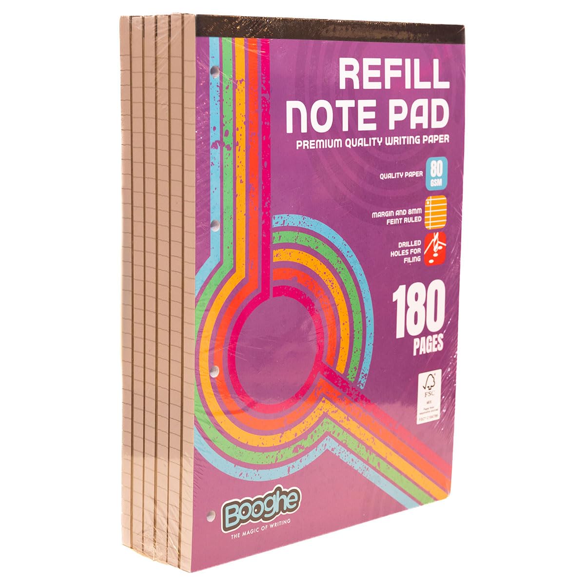 Recambio de papel para cartas (6 unidades, A4, líneas microperforadas, para una fácil extracción de páginas con 180 páginas, papel de carta de alta calidad, 80 g/m², rayado con márgenes,