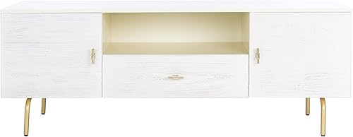 Miniatura 15 de SAFAVIEH Genevieve - Soporte de TV para pantalla plana de hasta 65 pulgadas, acabado lavado gris y blanco, gabinete de almacenamiento moderno de
