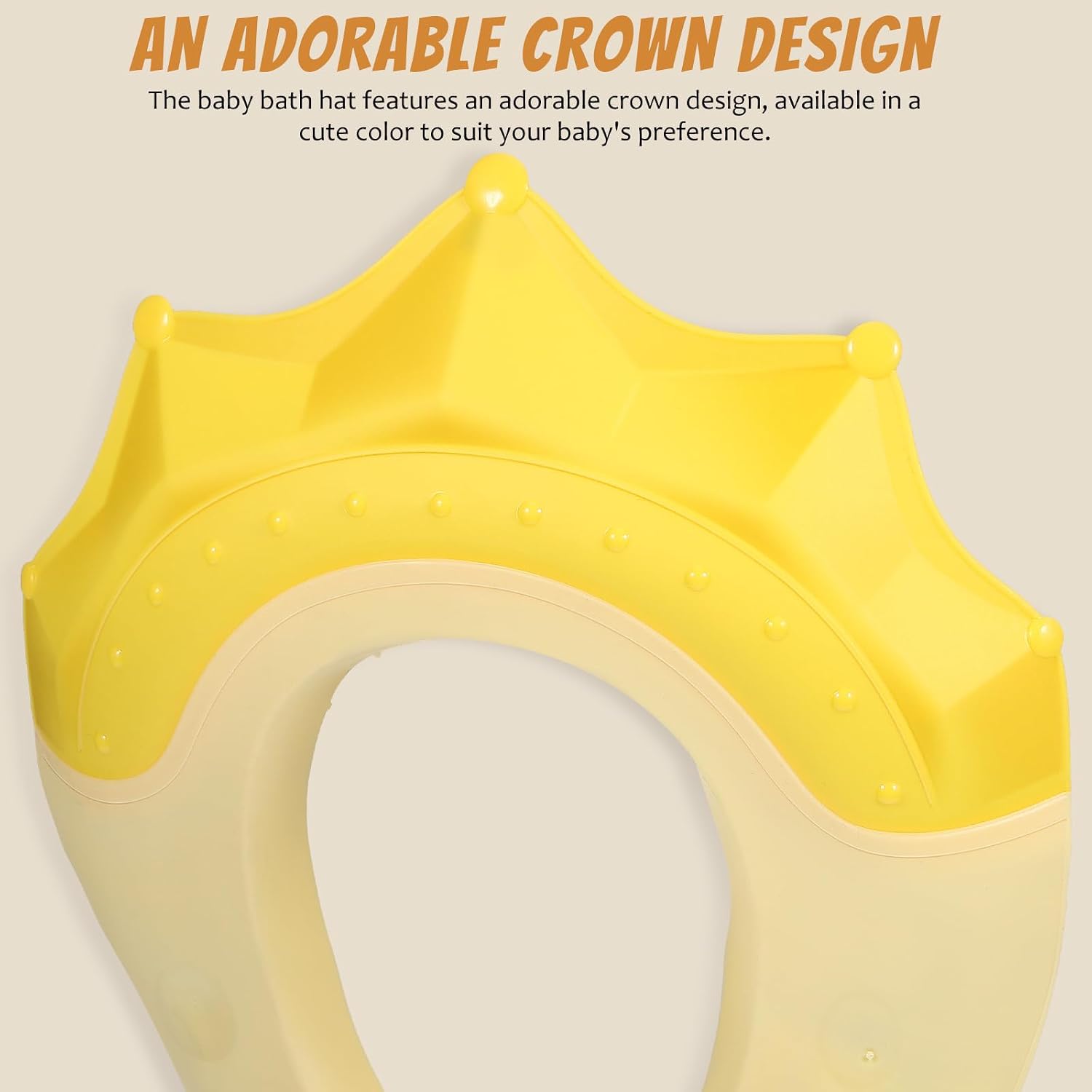 Baby Shower Cap Adjustable Toddler Hair Washing Shield Soft Silicone Bath Visor Protects Eyes and Ears for Kids with Cute Crown Design
