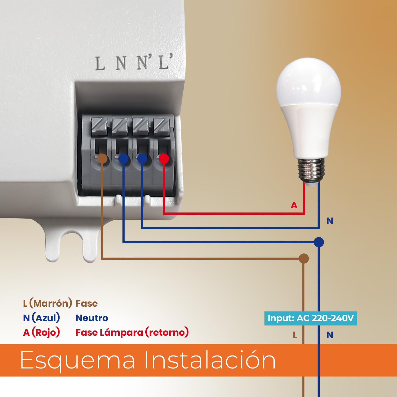 LED ATOMANT 5X Detector de Movimiento Radar HF 5.8GHz con Sensor Luminico | Alcance 10m, Sensor luminico regulable