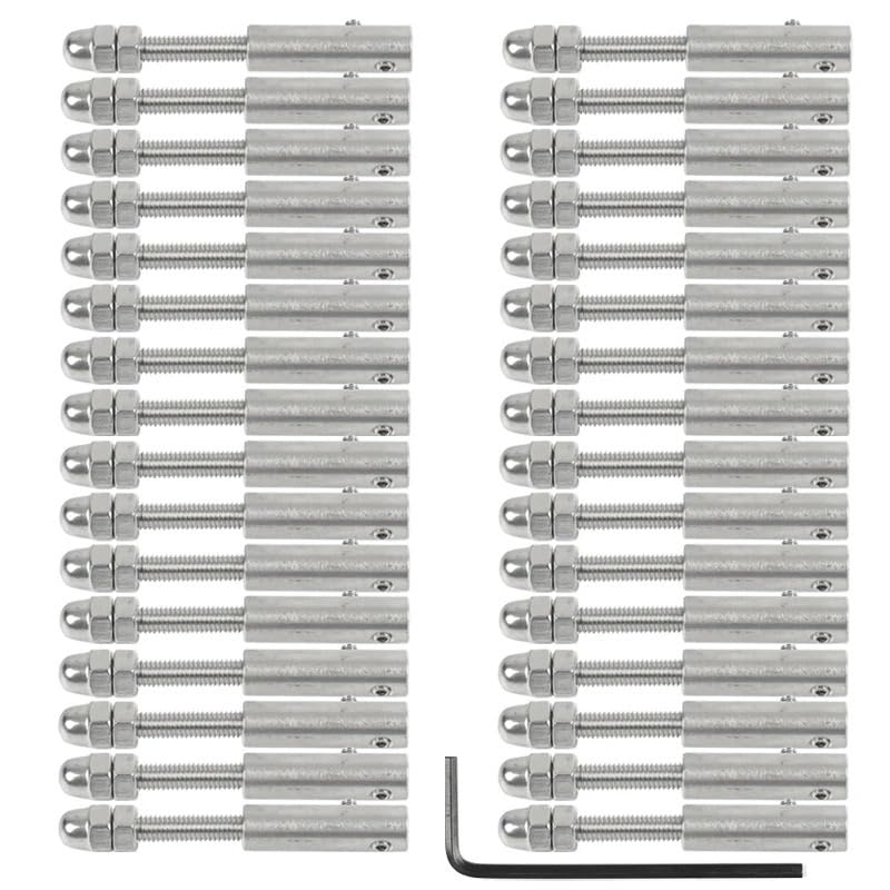 Morsetti Per Fune 35 PZ Cavo Ringhiera Fune Metallica 3mm 1/8 ''Filettato Tensionamento Terminale Morsetto A Croce Con Vite Bulloni