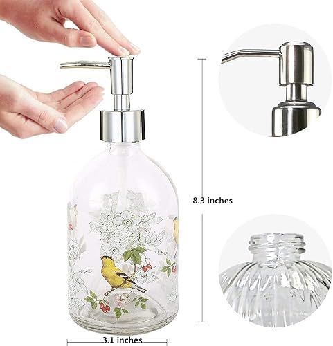 Miniatura 5 de Dispensador de jabón líquido con bomba de plástico, botella de vidrio recargable de 17 onzas.