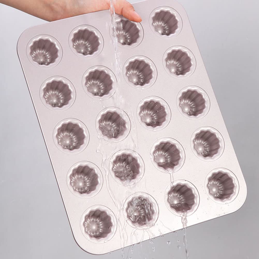 CANDeal 20 Tazas De Cannele Molde Antiadherente Magdalena Magdalena Moldes De Oro Canneles De La Lata De Hornear Pan De Acero Al Carbono