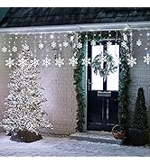 Snowflake Christmas Lights, 17.22ft 264 LED Snowflake Icicle Lights with 22 Drops, Connectable, 8...