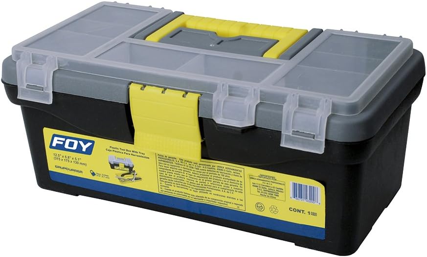 Foy 143200 Caja Portaherramientas Plástica con Organizadora, 12.5"