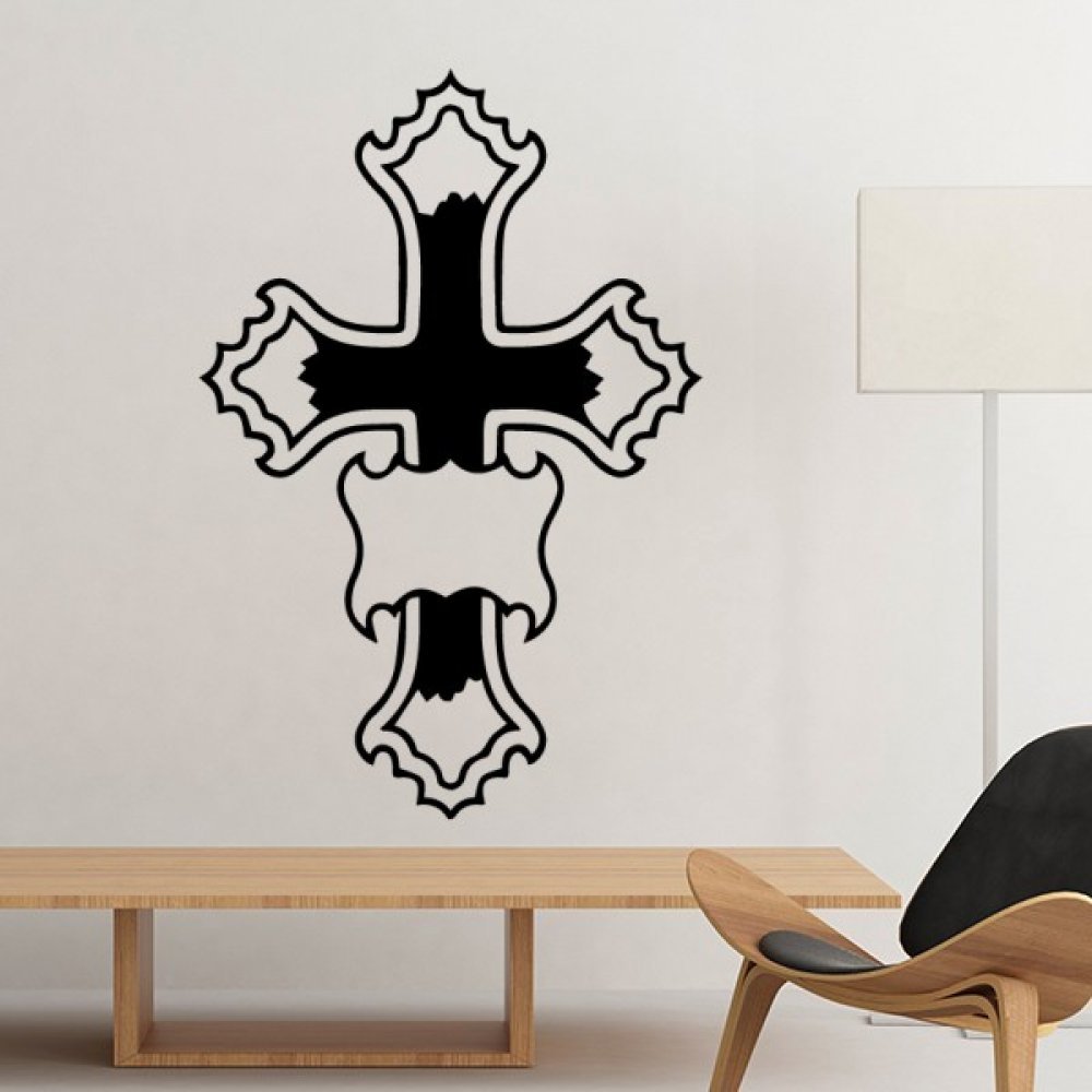 Stickers mural art religion chrétienne silhouette noire pour papier peint