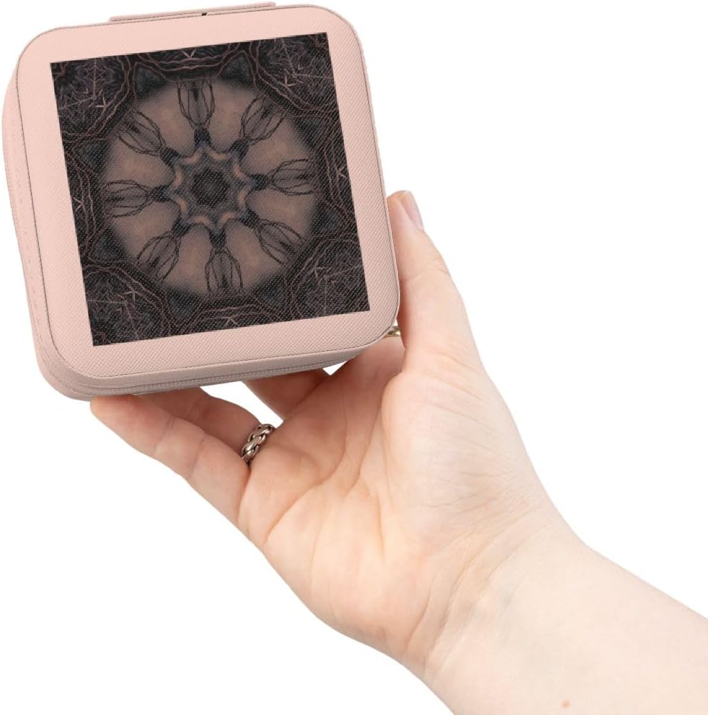 3dRose Dark Gothic Ornament 3 Mandala Jewelry Travel Case Pink